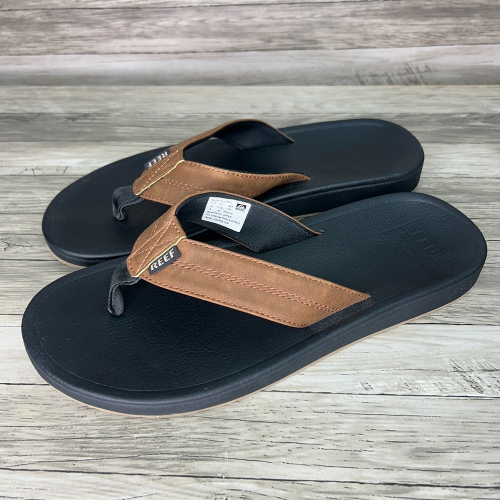 Reef Journeyer Men's Size 8 Brown Synthetic Strap Flip Flops Sandals